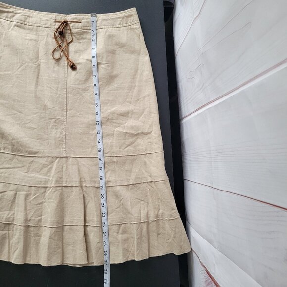 Dressbarn Linen Blend Midi Skirt, Women’s 12, Khaki, Lightweight, Flowy, Boho - Picture 6 of 6